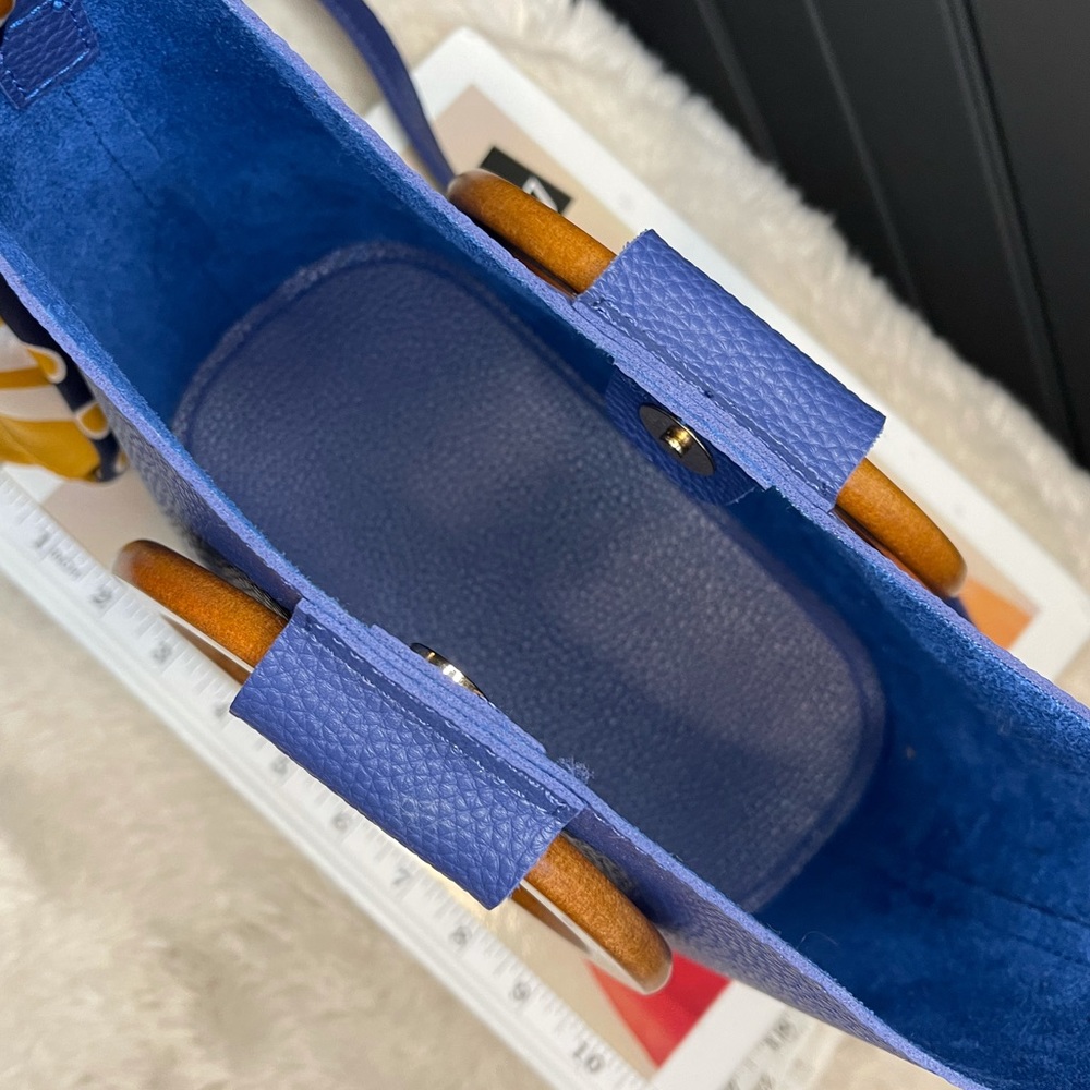 Blue Vegan Leather Bucket Bag - Picture 7 of 9